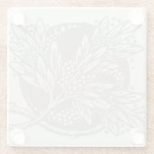 アールヌーボー花フローラミニマリズム ガラスコースター (裏面)