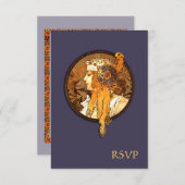 アールヌーボー花嫁ウェディングRSVPカード 出欠カード (正面/裏面)