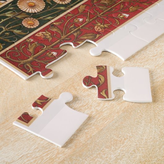 アールヌーボー花柄アスター葉フラワー ジグソーパズル (側面)