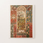 アールヌーボー花柄アスター葉フラワー ジグソーパズル (縦)