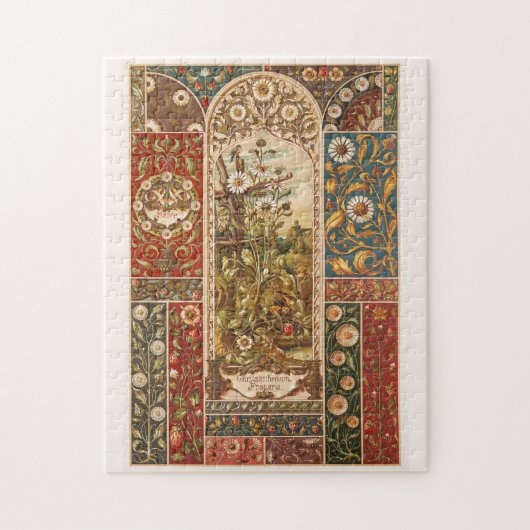 アールヌーボー花柄アスター葉フラワー ジグソーパズル (縦)