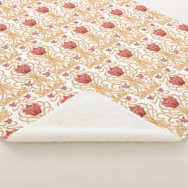 アールヌーボー花白 シェルパブランケット