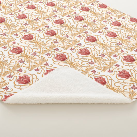 アールヌーボー花白 シェルパブランケット (3/4)