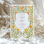 アールヌーボー芸術的オレンジリリー結婚ズ 招待状