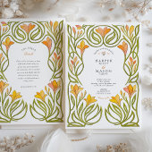 アールヌーボー芸術的オレンジリリー結婚ズ 招待状