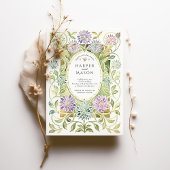 アールヌーボー芸術的ダリアのステンドグラス結婚ズ 招待状