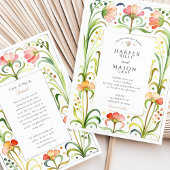 アールヌーボー芸術的ワイルドフラワー金ゴールド結婚ズ 招待状