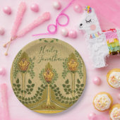 アールヌーボー茎チューリップフラワースモール葉アイビー ペーパープレート (パーティー)