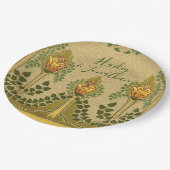 アールヌーボー茎チューリップフラワースモール葉アイビー ペーパープレート (アングル)