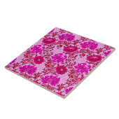 アールヌーボー菊、ブルゴーニュ、ピンク タイル (側面)