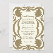 アールヌーボー華美アイボリーと金ゴールドエレガントウェディング 招待状 (正面)