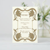 アールヌーボー華美アイボリーと金ゴールド結婚詳細 エンクロージャーカード (スタンド正面)