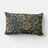 アールヌーボー華美ティール（緑がかった色）金ゴールド花模様 ランバークッション (裏面)