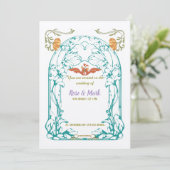 アールヌーボー葉結婚式招待状 招待状 (スタンド正面)