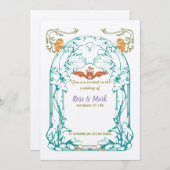 アールヌーボー葉結婚式招待状 招待状 (正面/裏面)