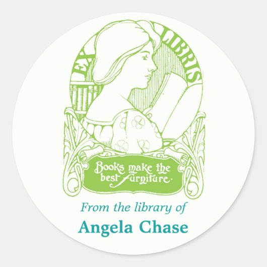 アールヌーボー蔵書票シール ラウンドシール (正面)