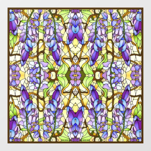 アールヌーボー藤フェイクステンドグラス ウィンドウサイン (シート)