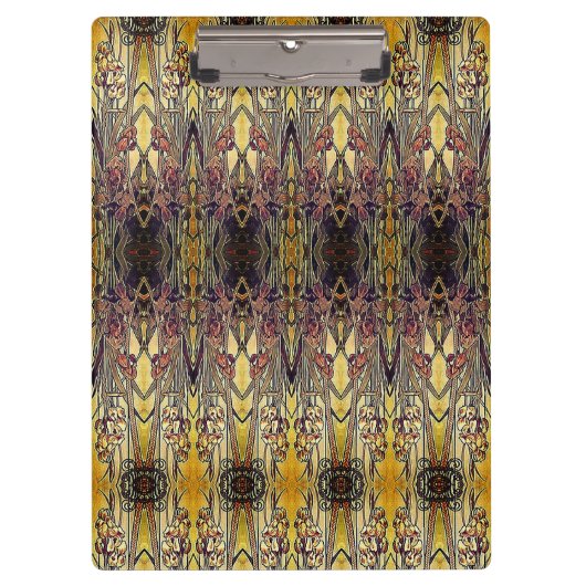 アールヌーボー虹彩模様金ゴールドブロンズレッドエレガント クリップボード (正面)