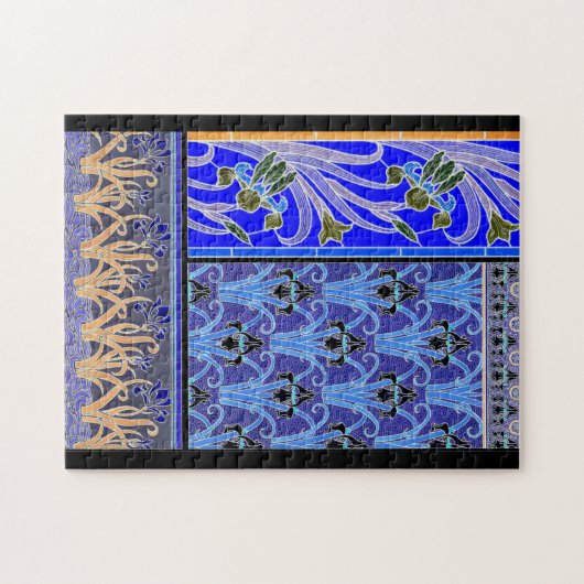 アールヌーボー虹彩花エレガントヴィンテージフローラ ジグソーパズル (横)