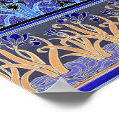 アールヌーボー虹彩花エレガントヴィンテージフローラ ポスター (角)