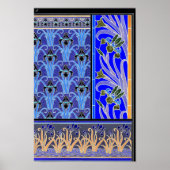 アールヌーボー虹彩花エレガントヴィンテージフローラ ポスター (正面)