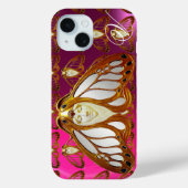 アールヌーボー蛾の女性ジェムモノグラムピンクパープル Case-Mate iPhoneケース (裏面)