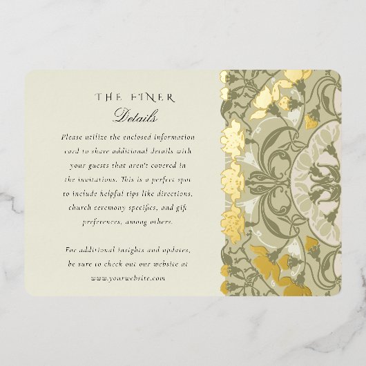 アールヌーボー詳細ス結婚カードのウォームアース 箔招待状 (正面)