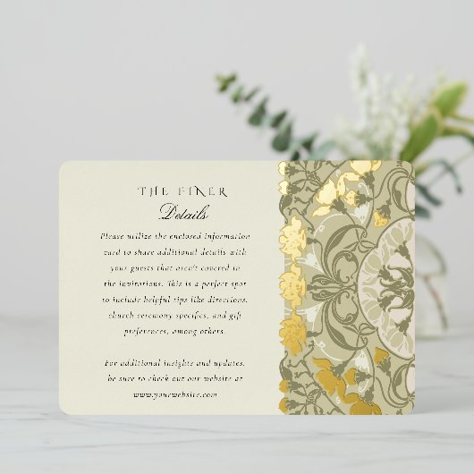 アールヌーボー詳細ス結婚カードのウォームアース 箔招待状 (立ち正面)