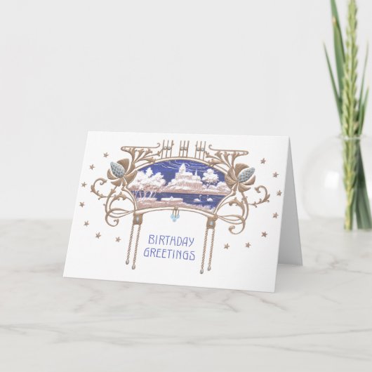 アールヌーボー誕生日 カード (正面)