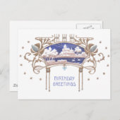 アールヌーボー誕生日 ポストカード (正面/裏面)