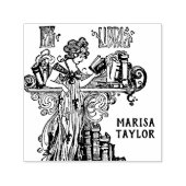 アールヌーボー読の女性は本棚にいる セルフインキングスタンプ (デザイン)