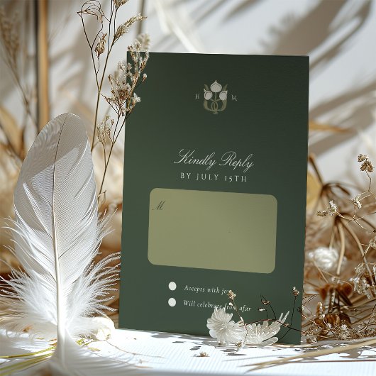 アールヌーボー調和ウェディングRSVPカード 招待状