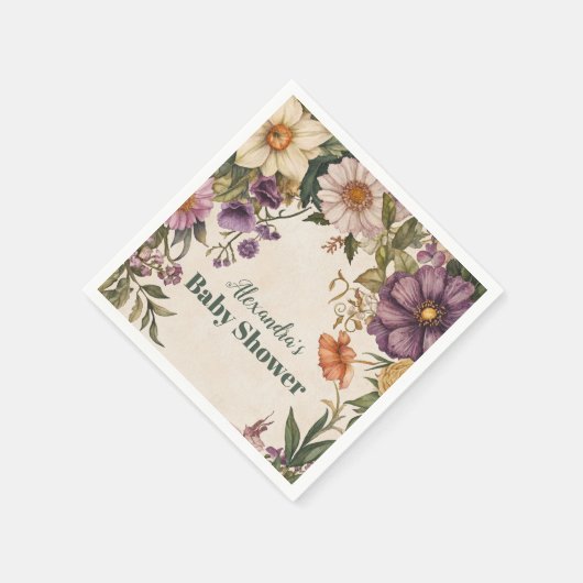 アールヌーボー赤ビクトリアンちゃんシャワー スタンダードカクテルナプキン (角)