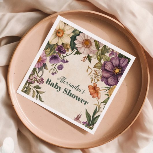 アールヌーボー赤ビクトリアンちゃんシャワー スタンダードカクテルナプキン