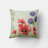 アールヌーボー赤モダンポピー紫の幾何学芸術 クッション (裏面)