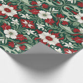 アールヌーボー赤緑白クリスマス ラッピングペーパー (角)