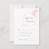 アールヌーボー赤面ピンクヴィンテージバタフ結婚ィーズ 出欠カード (正面)