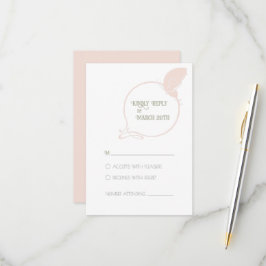 アールヌーボー赤面ピンクヴィンテージバタフ結婚ィーズ 出欠カード