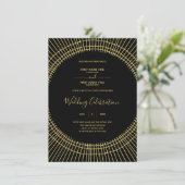 アールヌーボー金ゴールドとブラック結婚式招待状 招待状 (スタンド正面)