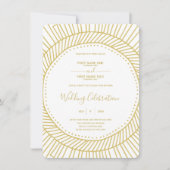 アールヌーボー金ゴールドとホワイト結婚式招待状 招待状 (正面)