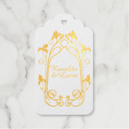 アールヌーボー金ゴールドグリーンボタニカルギフトラベル ギフトタグ