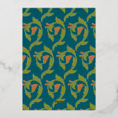 アールヌーボー金ゴールドグリーンボタニカルザデイト 箔招待状 (裏面)