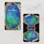 アールヌーボー金ゴールドジュエルブルーグリーンオパールモノグラム 名刺 (正面/裏面)