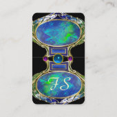 アールヌーボー金ゴールドジュエルブルーグリーンオパールモノグラム 名刺 (裏面)