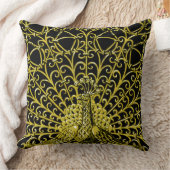 アールヌーボー金ゴールドピーコック クッション (ブランケット)