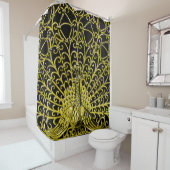 アールヌーボー金ゴールドピーコック シャワーカーテン (インサイチュ)