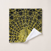 アールヌーボー金ゴールドピーコック バスタオルセット (ウォッシュタオル)