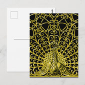 アールヌーボー金ゴールドピーコック ポストカード (正面/裏面)