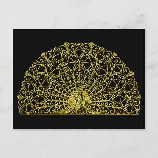 アールヌーボー金ゴールドピーコック ポストカード (正面)