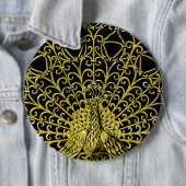 アールヌーボー金ゴールドピーコック 缶バッジ (インサイチュ)